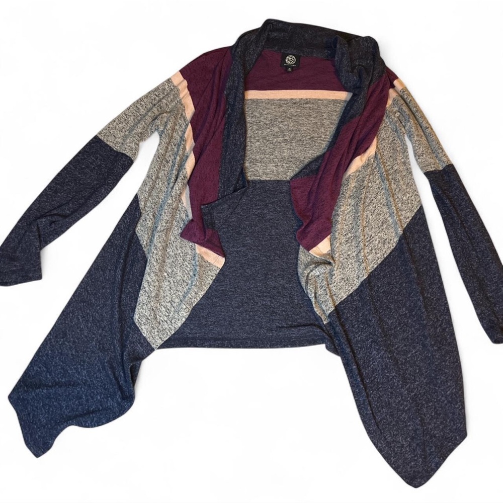 Bobeau Multicolor Open Front Cardigan